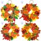 Supla 12 Kits 3D Pumpkin Fall Leaf Wreath Craft Kit DIY Thanksgiving Wreath with Maple Leaves Acorns Bows Wiggle Eyes for Kids Crafts Fall Thanksgiving Halloween Seasonal Decoration